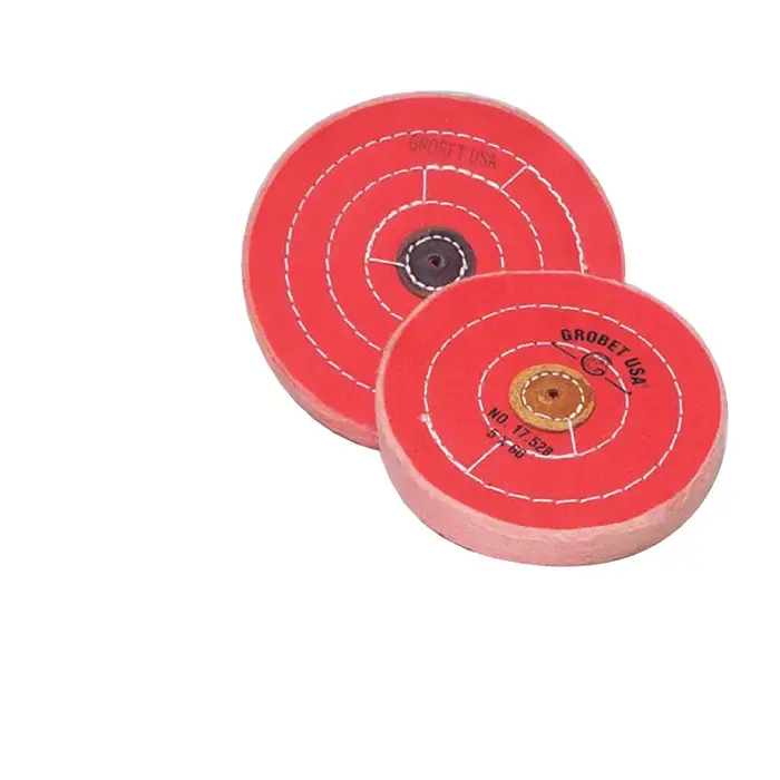 Crafted GROBET 17.525 4" Diameter Orange Muslin Polishing Wheel - Hard Density, Straight Edge Style
