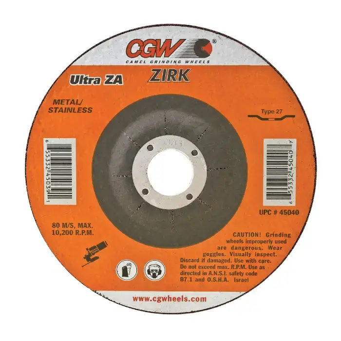 CGW ABRASIVES 35644 7" Diameter Zirconia Aluminum Oxide Bonded Deburring Cut-Off Wheel - 7/8" Hole Size, 1/4" Wheel Thickness, Type 27 Special Offer