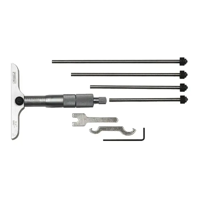 Buy Today FOWLER 52-225-114-0 0 - 4" Range, 4" Base Length, 4 Rods Mechanical Depth Gage Micrometer