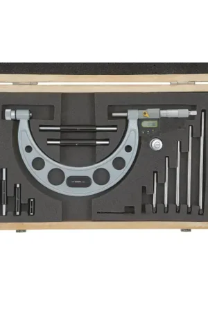 ASIMETO 115-06-1 0 - 6" Range, .0001" Graduation, Ratchet Stop Thimble Interchangeable Anvil Outside Micrometer Secure Checkout