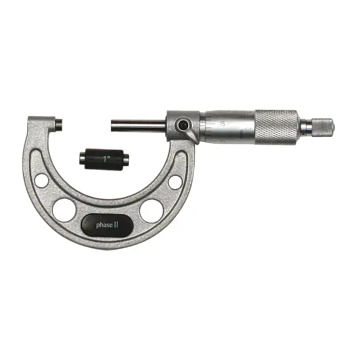 Must Have PHASE II 107-002 1 - 2" (25 - 50mm) Range, .0001" Graduation Flat End Spindle Outside Micrometer