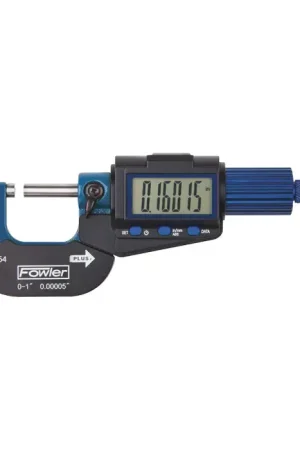 Hot Deal FOWLER 54-880-001-0 0 - 1" (0 - 25mm) Range, .00005" (.001mm) Graduation Flat End Spindle Outside Micrometer