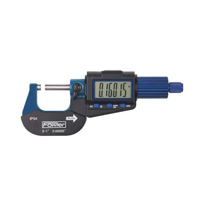 Hot Deal FOWLER 54-880-001-0 0 - 1" (0 - 25mm) Range, .00005" (.001mm) Graduation Flat End Spindle Outside Micrometer