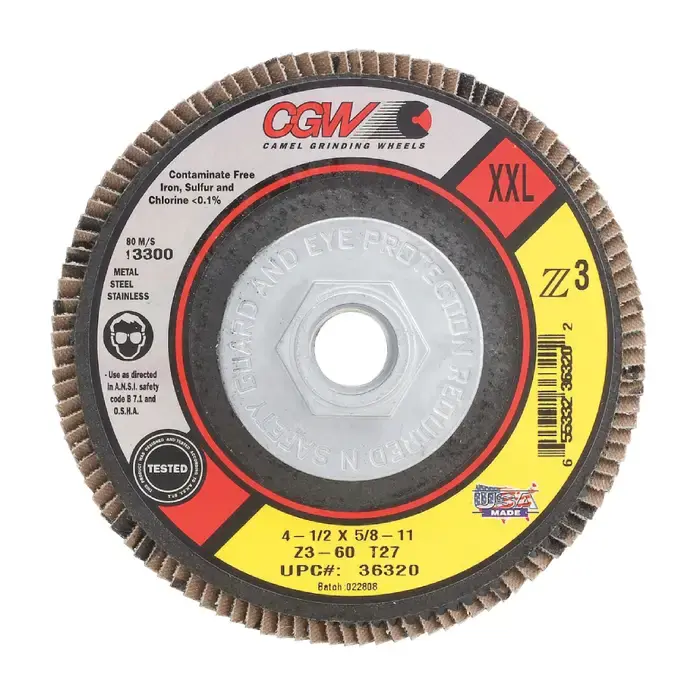 Direct From Factory CGW ABRASIVES 36319 40 Grit 4-1/2" Diameter Abrasive Flap Disc - Type 27, 5/8"-11 Arbor Hole Diameter