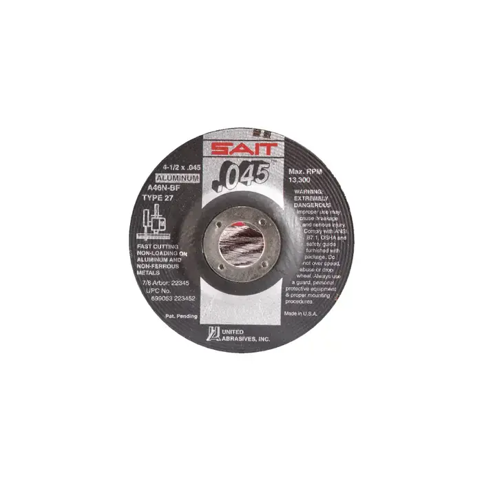 SAIT 22370 7" Aluminum Oxide Grinding Wheel - 7/8" Arbor Hole Clearance