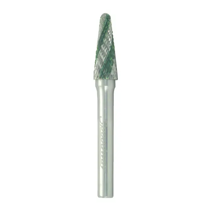T&O 20-025-066 1/4" Carbide Rotary Bur - Taper-14° Included Angle, Straight Shank, Best for Steel Buy Direct