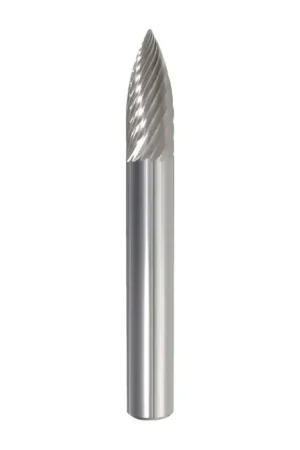 Certified TTC PRODUCTION USA MADE 20-011-121 3/8" Carbide Rotary Bur - Tree-Pointed End, Straight Shank, Best for Steel