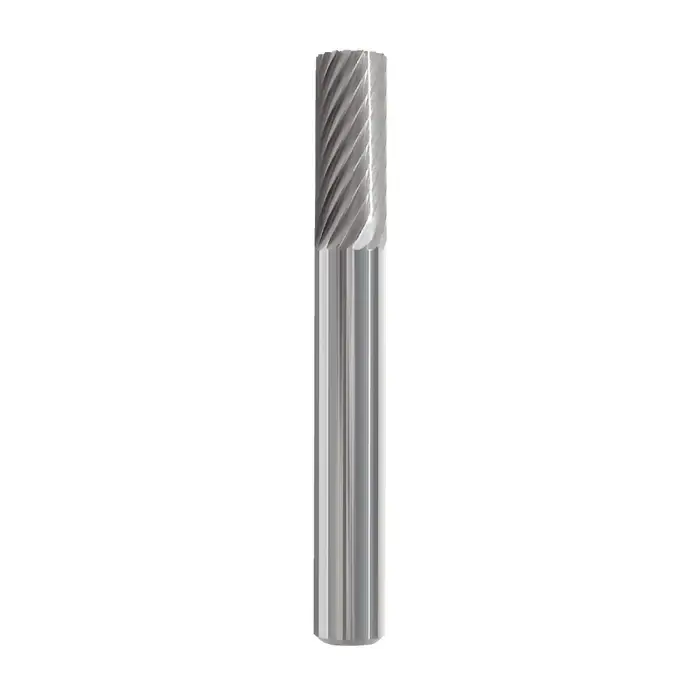 Seasonal Sale TTC PRODUCTION SB-43 1/8" Carbide Rotary Bur - Cylindrical-Flat End (With End Cut), Straight Shank, Best for Steel