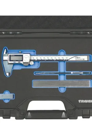 Crafted MITUTOYO & TRAVERS TRA-02 6" Digital Caliper, 6" Ruler, 0.500" Gage Block, & Carbide Scriber Kit
