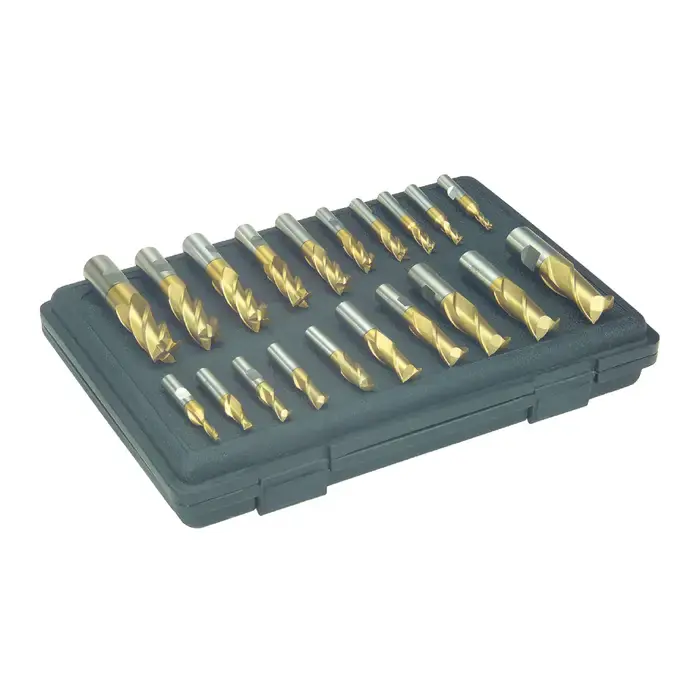 Best Price TTC D5-20TiN 3/16" to 3/4" Size, Multiple Flute, Square End High Speed Steel End Mill Set