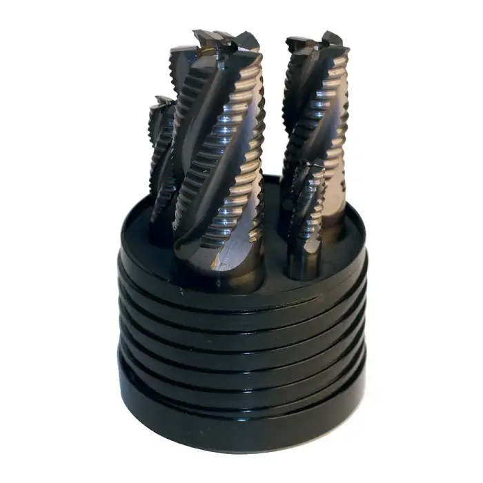 TTC PRODUCTION HP D34-5PC TiCN 3/8" to 1" Size, Multiple Flute, Roughing M42 8% Cobalt End Mill Set Secure Checkout