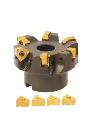 Final Sale AKUMA 09.06.00774 - 4.000" - 90 Degree Square Shouldering Indexable Face Mill Set with Inserts, Right Hand