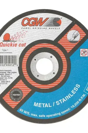 CGW ABRASIVES 45014 4" Diameter Aluminum Oxide Bonded Cut-Off Wheel - 5/8" Hole Size, 0.040" Wheel Thickness Buy Today