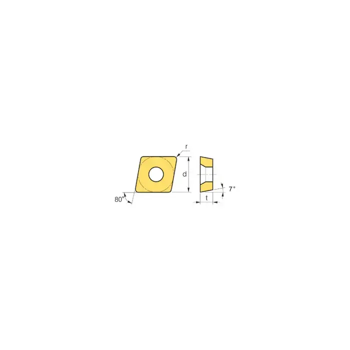 Popular WALTER 6651533 - CCMW3(2.5)1-RK6 WKK10S, 80° Diamond, Indexable Carbide Turning / Boring Insert