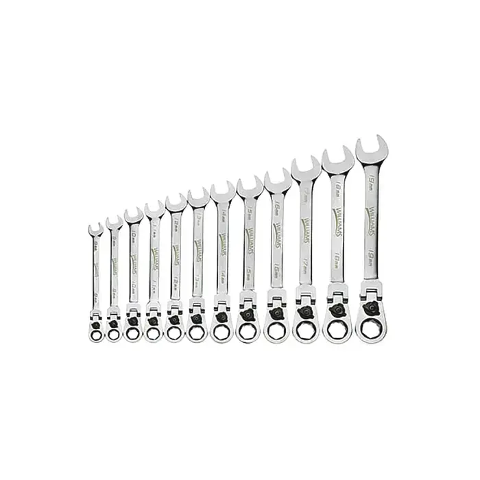 WILLIAMS 1213MRCF 13mm Size, 12 No. of Points, 7-11/16" Overall Length Flex Head Reversible Ratcheting Combination Wrench Don't Miss Out