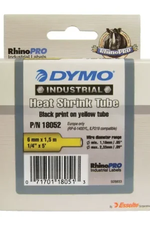 DYMO 18056 1/2" Width, 5‘ Length, Yellow Color Labeler Heat Shrink Tube Instant Buy