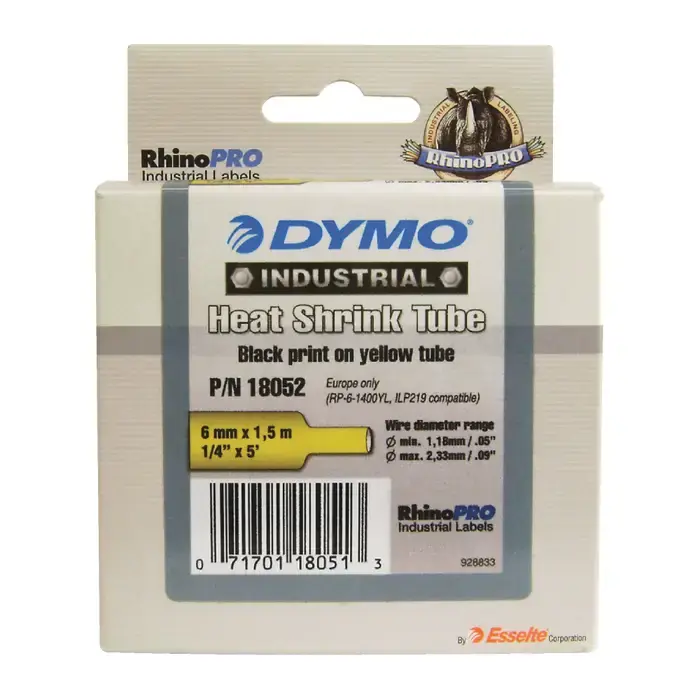 DYMO 18056 1/2" Width, 5‘ Length, Yellow Color Labeler Heat Shrink Tube Instant Buy
