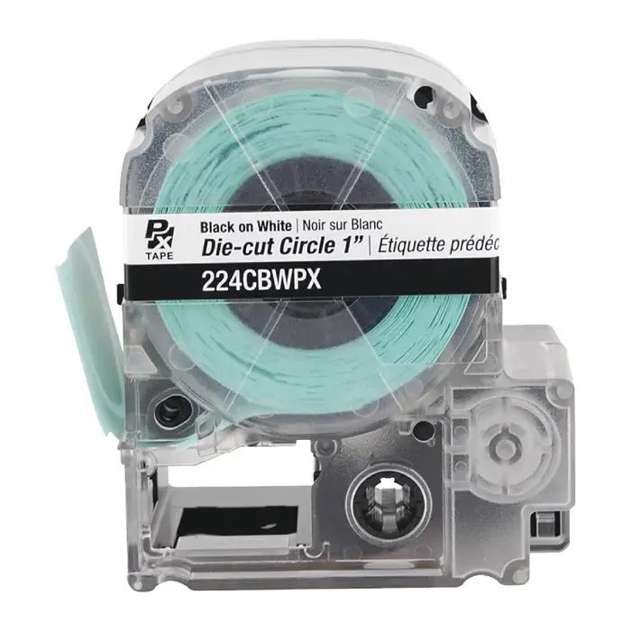 EPSON 224CBWPX 1" Width, 180 Per Roll Length, Tape White/ Black Print Color Labeler Tape Fresh Stock