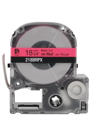 Big Sale EPSON 218BRPX 3/4" Width, 30‘ Length, Red/Black Print Color Labeler Tape