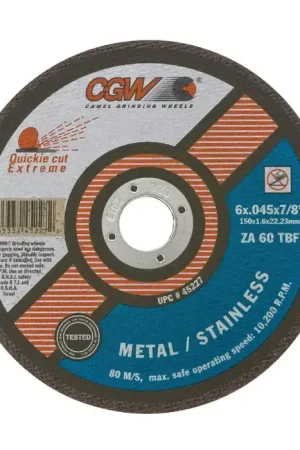Buy Online CGW ABRASIVES 45302 5" Diameter Zirconia Aluminum Bonded Cut-Off Wheel - 7/8" Hole Size, 0.045" Wheel Thickness