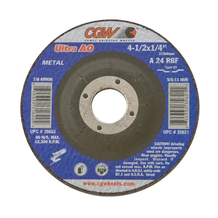 CGW ABRASIVES 35621 4-1/2" Diameter Surface Grinding Wheel - 5/8-11" Hole Size, A24R Wheel Hardness Cheap