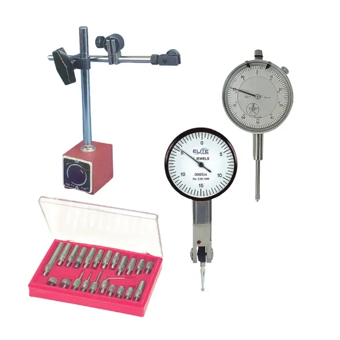 Certified TTC MME-4 Magnetic Base, Dial & Dial Test Indicators & Accessory Kit Includes, .001", .0005" Graduation, 0 - 1", 0 - .030" Range, 0-100, 0-15-0 Reading Indicator & Holder Set