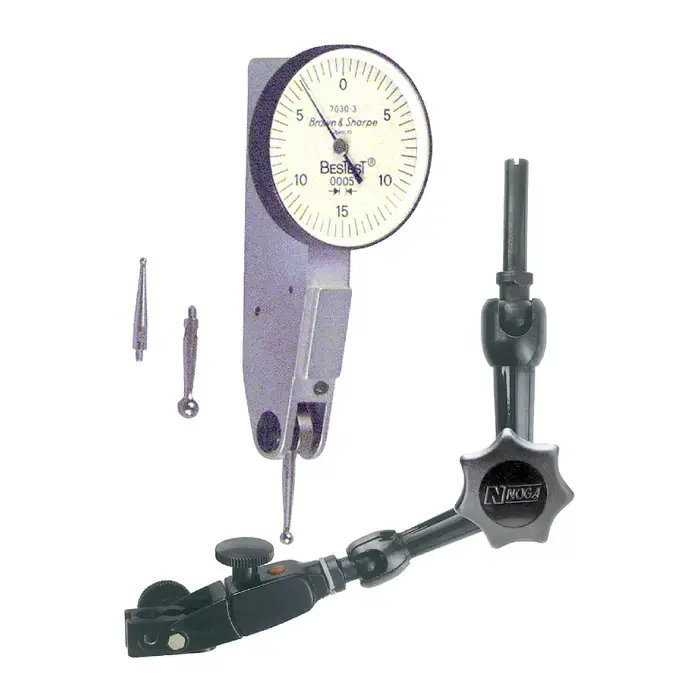 Special Discount NOGA & TESA BROWN & SHARPE NF-70303 Noga FlexHolder & BesTest White Face Test Indicator Includes, .0005" Graduation, .030" Range, 0-15-0 Reading Indicator & Holder Set