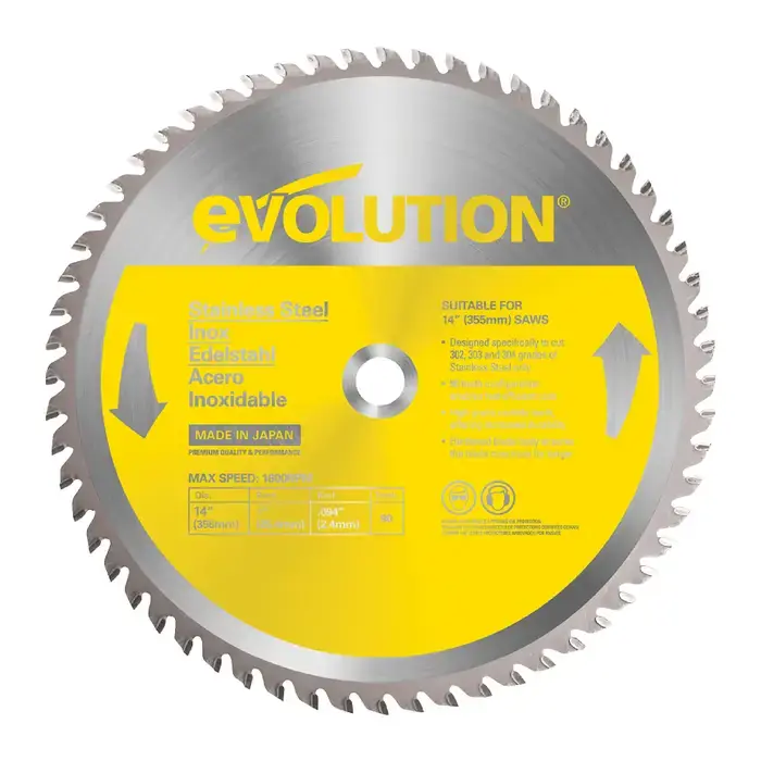 Same Day Shipping EVOLUTION 14BLADESSN 14" Diameter, 90 Teeth Stainless Steel Circular Saw