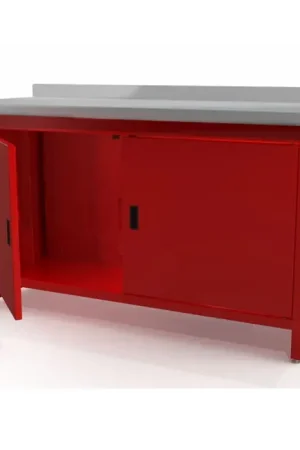 QSP WB-200-24-SS Steel Work Bench w/Doors & Stainless Steel Top Save Now