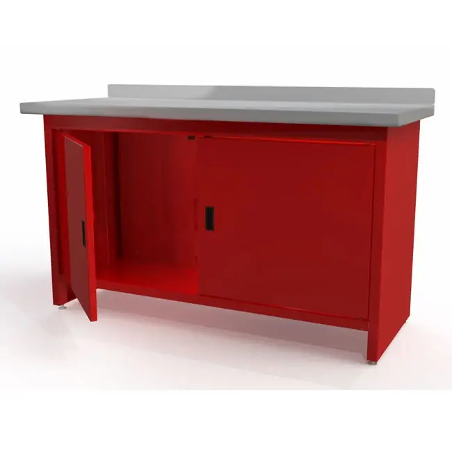 QSP WB-200-24-SS Steel Work Bench w/Doors & Stainless Steel Top Save Now