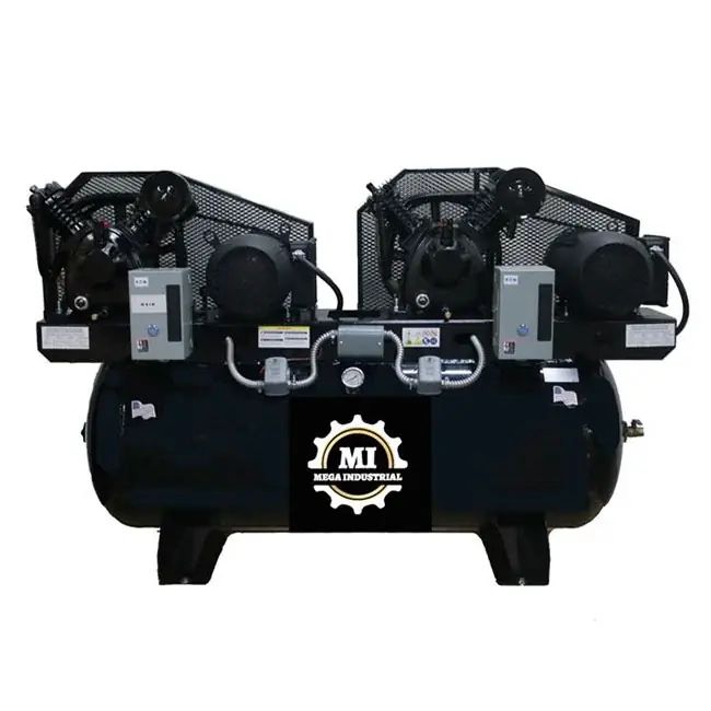 MEGA MP-75120DPBA Industrial Duplex Electric Air Compressor 120 gal Horizontal Tank Factory Price