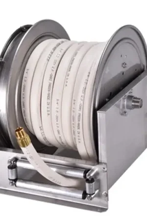 Hosetract LDS-1025-WD Hose Reel - Stainless DS Series White Wash Down with Brass Fittings Save Now